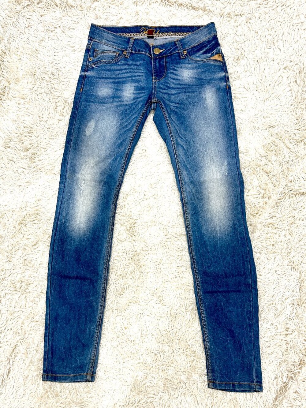 Fishbone Denim Skinny Jeans Faded Wash Size 28